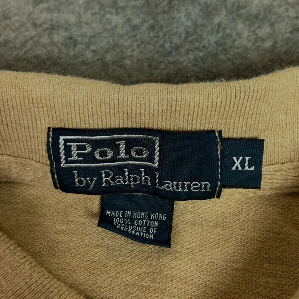 Vintage Polo‎ Ralph Lauren Mens Polo Shirt Extra Large Tan Green Pony Preppy Top